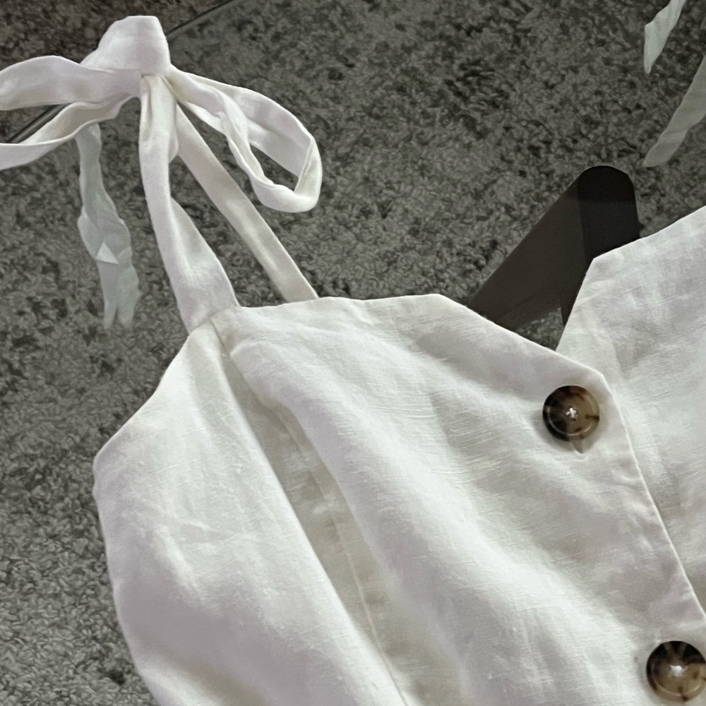 New Aritzia Wilfred Rosalie Linen Button Down Dress White Summer Vacation Sz 4 - Picture 9 of 11